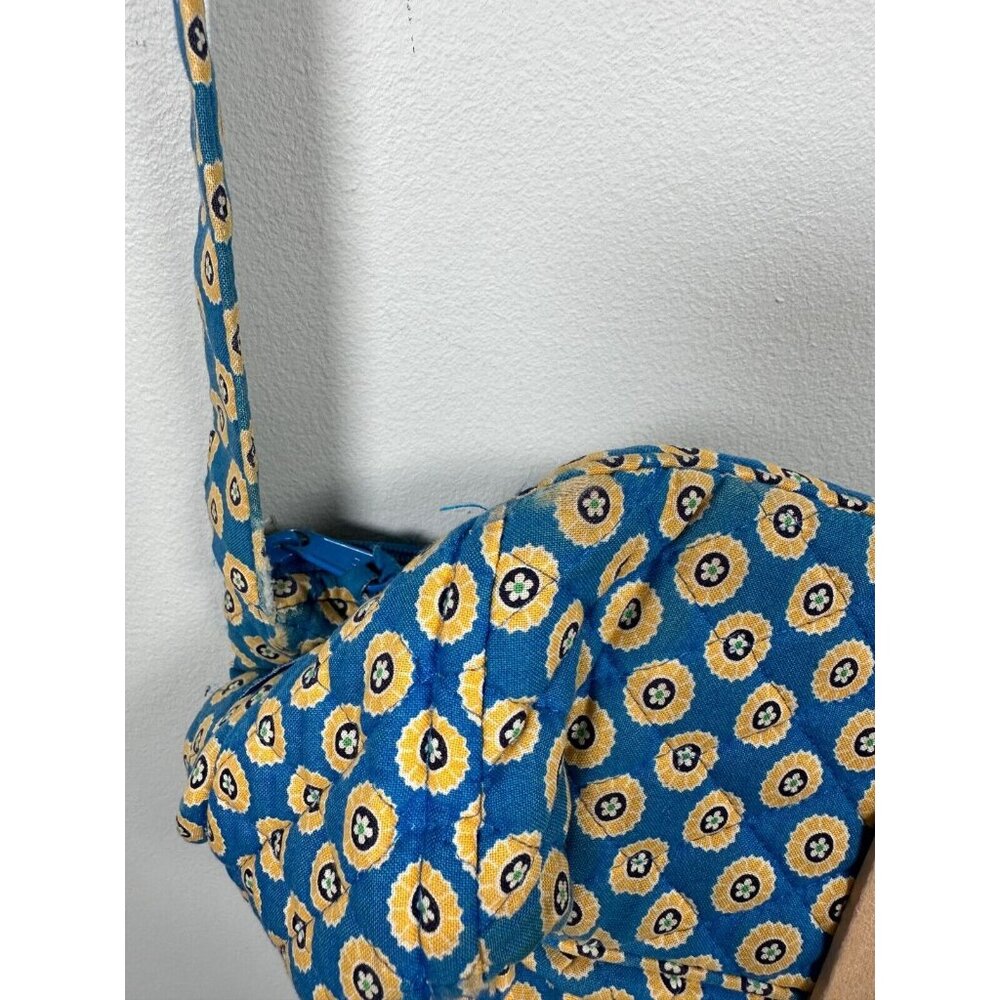 Vera Bradley Floral Shoulder Bag Yellow‎ Blue Zip Pockets Adjustable - Picture 8 of 16